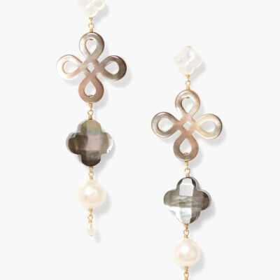 Clover Tiered Earrings MOP Mix