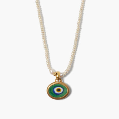 Mya Evil Eye Necklace White Pearl