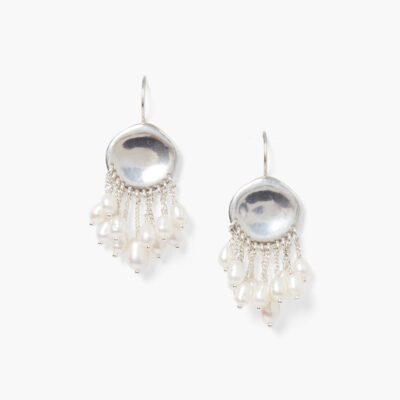 Medusa Earrings Silver White Pearl