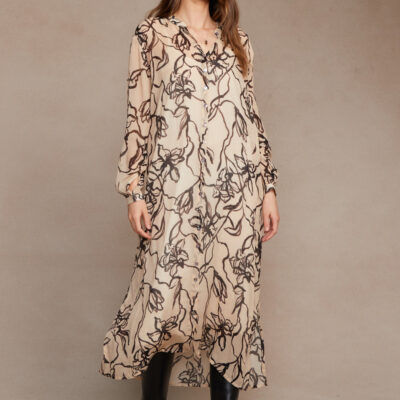 Eloise Abstract Floral Dress Eggshell