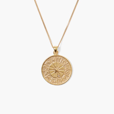 Custom Diamond Zodiac Coin Necklace Yellow Gold