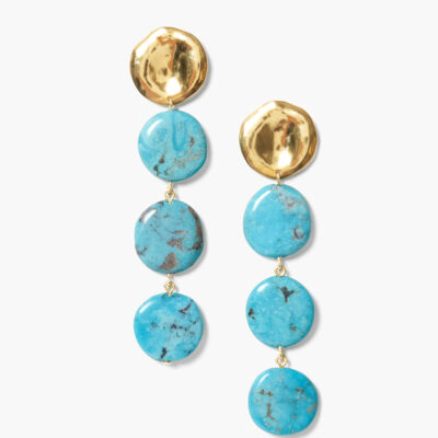 Four Tiered Coin Earrings Turquoise