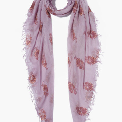 Orchid Hush Hibiscus Floral Cashmere and Silk Scarf