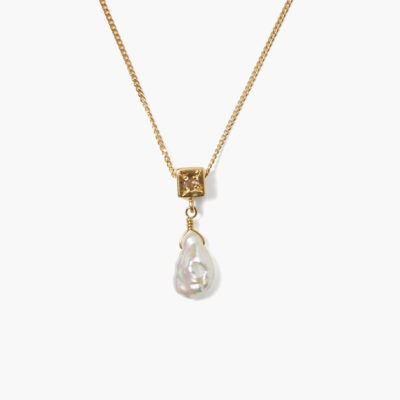 Dewdrop Diamond Necklace White Pearl