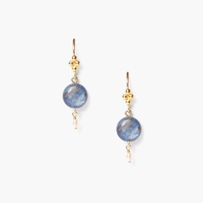 Kyanite and Pearl Drop Earrings