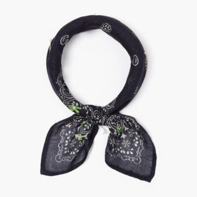 Embroidered Paisley Floral Bandana Black