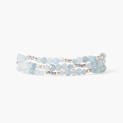 Granada Triple Naked Wrap Bracelet Aquamarine Silver