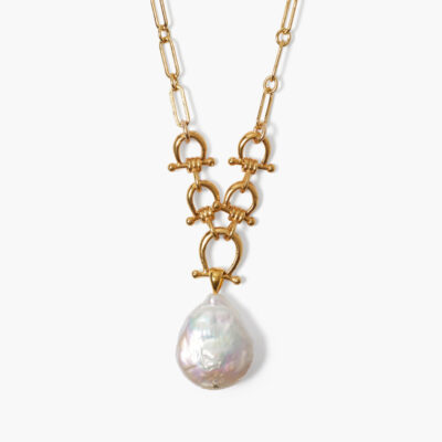 Cheval Necklace Gold White Pearl