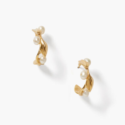 Olive Branch Hoop Earrings Mini Gold