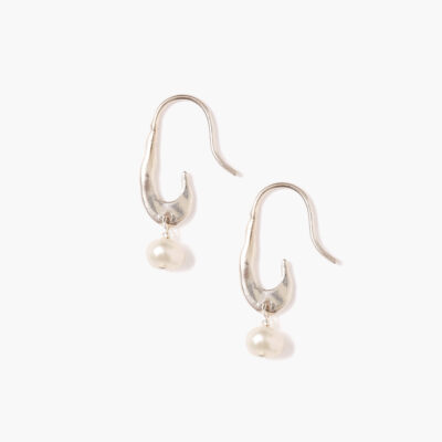 Gala Crescent Pearl Earrings Mini Silver