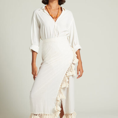 Capri Crocheted Wrap Skirt Natural