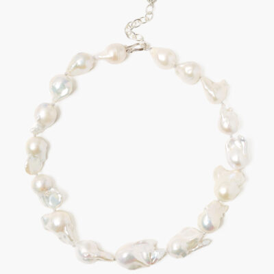 White Baroque Pearl Collar Necklace