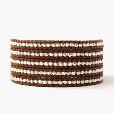 Sterling Silver Wrap Bracelet Brown