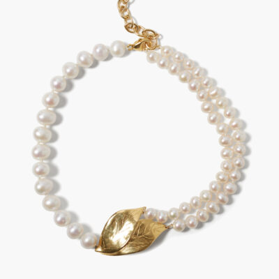 Falling Leaf Necklace White Pearl