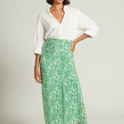 Eloise Floral Wrap Skirt Verdant Green