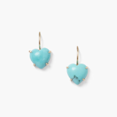 14k Heart Earrings Turquoise