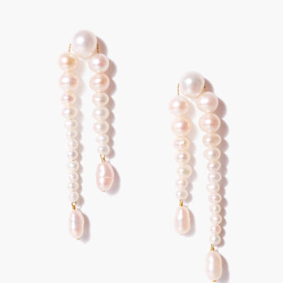 White Pearl Waterfall Earrings