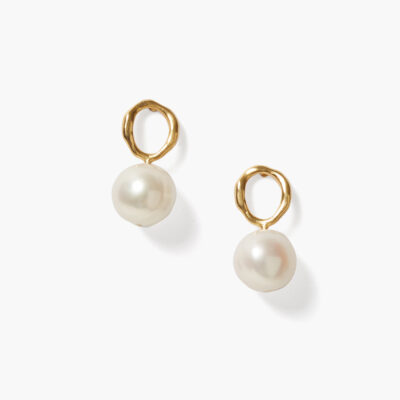 Globe Stud Earrings White Pearl