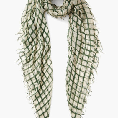 Evergreen Windowpane Cashmere and Silk Scarf