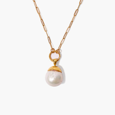 Gold Dipped Pearl Pendant Necklace