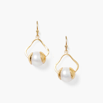 Maribel Drop Earrings White Pearl