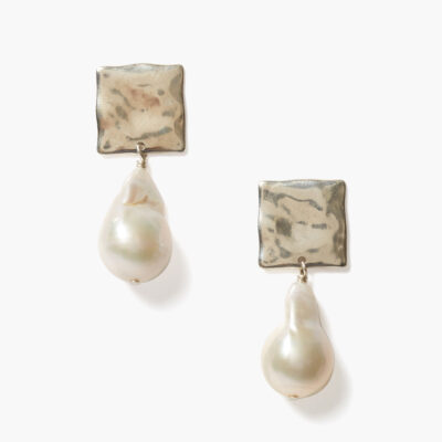 Minerva Earrings Silver White Pearl