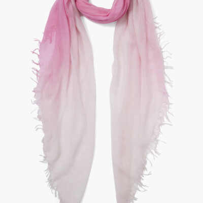 Rose Pink Dip-Dyed Cashmere and Silk Scarf