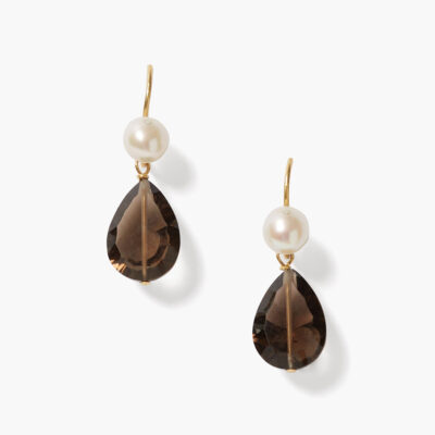 Yasmine Pearl Earrings Smoky Quartz