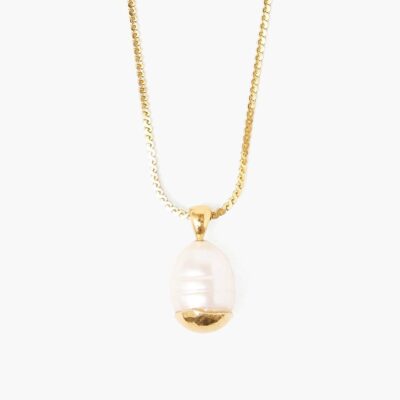 Gold Dipped White Pearl Necklace