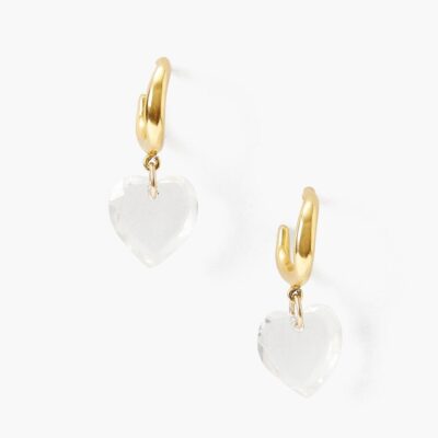 Crystal Heart Huggie Earrings