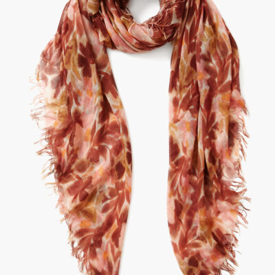 Dusty Rose Floral Cashmere and Silk Scarf