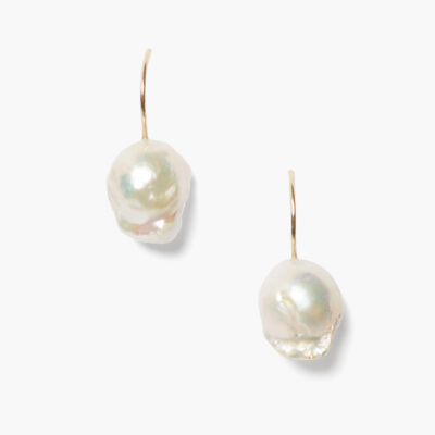 14k Baroque Earrings White Pearl