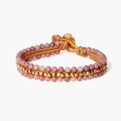 Koa Cuff Wrap Bracelet Rhodonite