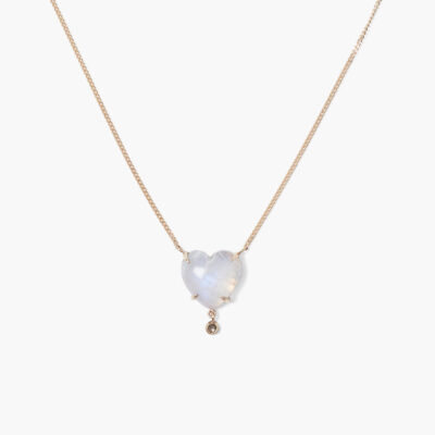 14k Heart Necklace Moonstone