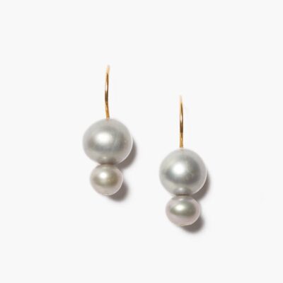 Phoebe Drop Earrings Grey Pearl