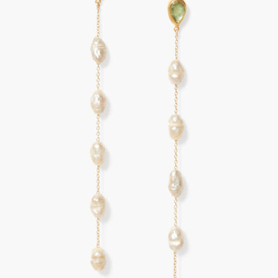 Gwen Tiered Pearl Earrings Peridot