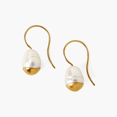 Gold Dipped Pearl Drop Earrings