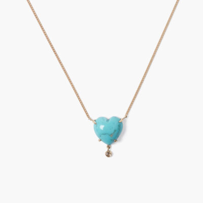 14k Heart Necklace Turquoise