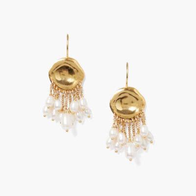 Medusa Earrings Gold White Pearl