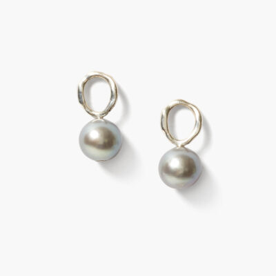 Globe Stud Earrings Grey Pearl