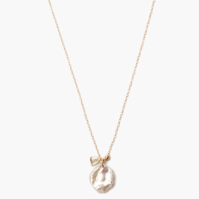 14k Keshi Pearl and Sliced Champagne Diamond Necklace