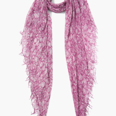 Mulberry Dahlia Floral Cashmere and Silk Scarf