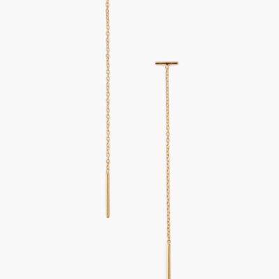 Gold Bar Chain Thread Earrings