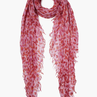 Fuchsia Pink Paisley Cashmere and Silk Scarf