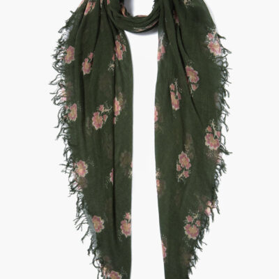 Kombu Hibiscus Floral Cashmere and Silk Scarf