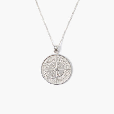 Custom Diamond Zodiac Coin Necklace Silver