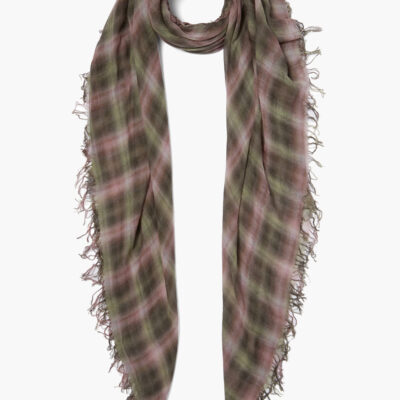 Forest Plaid Cashmere and Silk Scarf