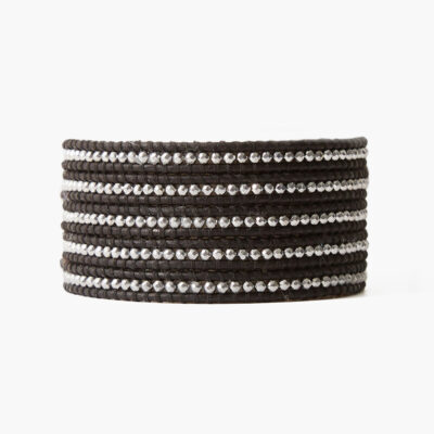 Silver Hematine Wrap Bracelet Black