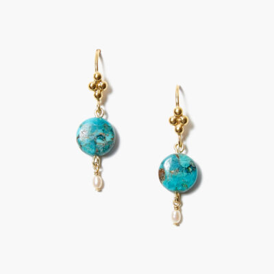 Turquoise and Pearl Drop Earrings