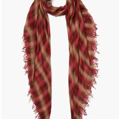 Savvy Red Sapphire Plaid Cashmere and Silk Scarf